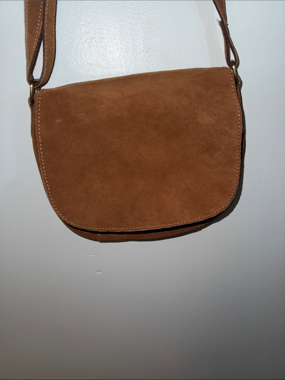 Classic Tan Suede Crossbody Bag
